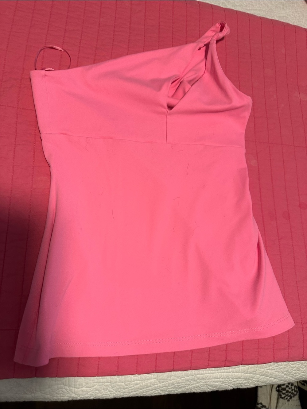 Susana Monaco Pink One-Shoulder Tank Top with Knot Detail